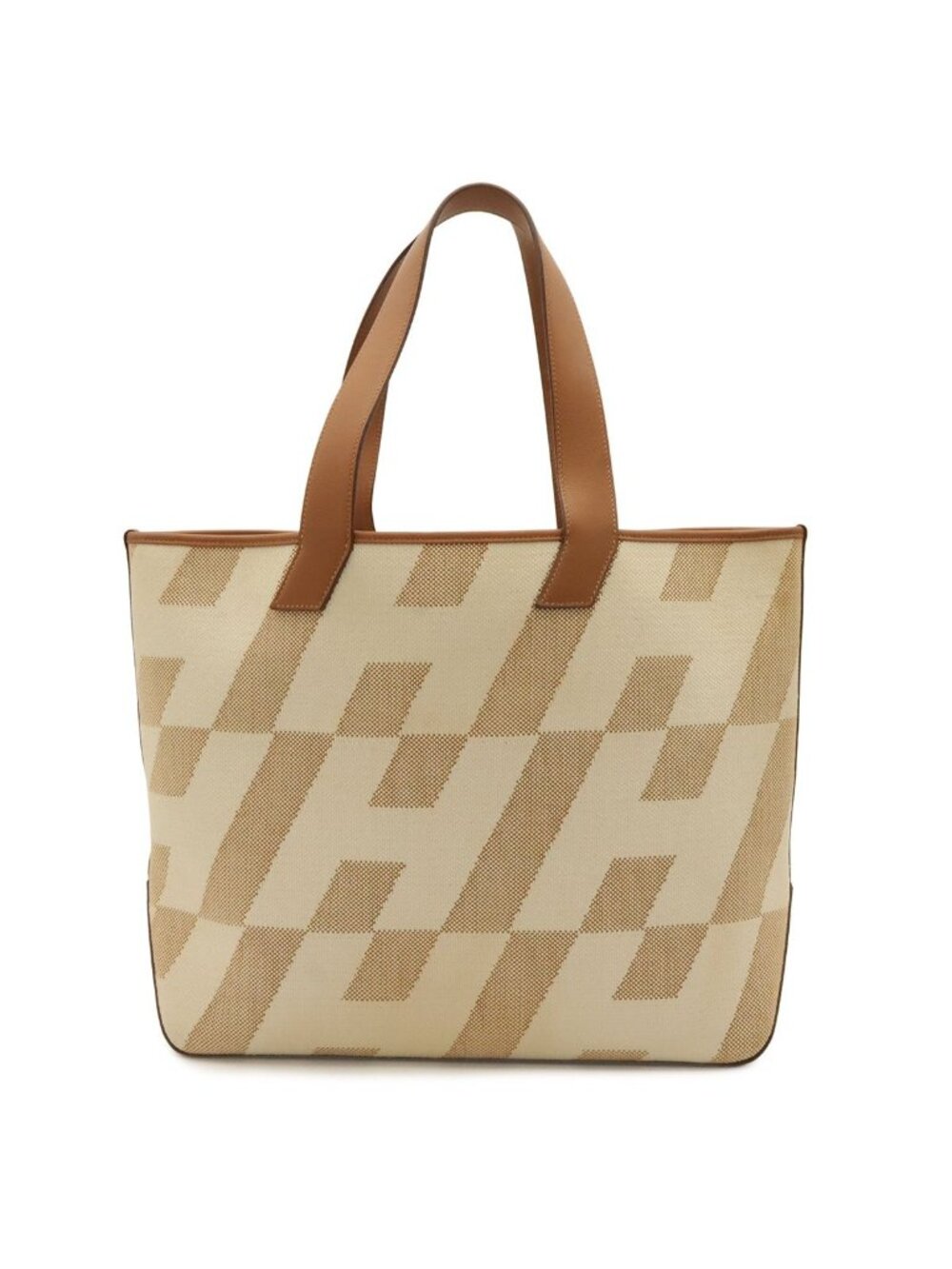 Hermes Ambie GM Tote Shoulder Bag Toile H Canvas Ecru Brown